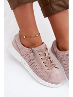 Semišové dámské polobotky se zipem Béžové Cemela