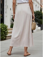 Dámská viskózová maxi sukně s elastickým pasem béžová FashionStreet CY0514 Dámská viskózová maxi sukně s elastickým pasem béžová FashionStreet CY0514