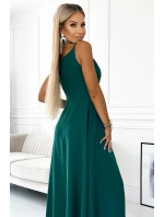 299-11 CHIARA elegantní maxi dlouhé šaty bez ramínek - ZELENÉ 299-11 CHIARA elegantní maxi dlouhé šaty bez ramínek - ZELENÉ