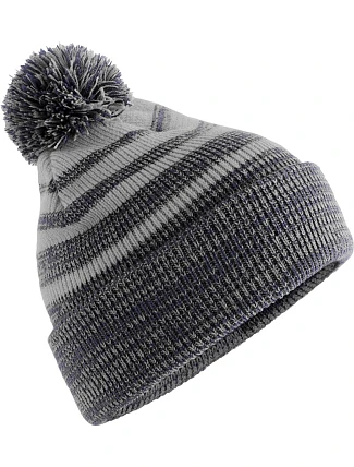 Beechfield B 476 Pletená čepice s bambulí "Team Stripe" 53.0476 grey/navy Beechfield B 476 Pletená čepice s bambulí "Team Stripe" 53.0476 grey/navy
