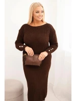 Dámská svetrková suknička Plus Size s mohair čokoládová