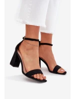 Sandály na podpatku z eko semiše Elirae – černé