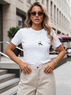 Dámské bavlněné tričko s malou pandou, bílé, FashionStreet NX8057RY