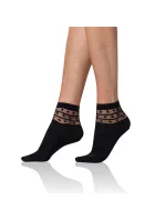 Dámské ponožky s ozdobným lemem TRENDY COTTON SOCKS - BELLINDA - černá
