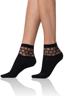 Dámské ponožky s ozdobným lemem TRENDY COTTON SOCKS - BELLINDA - černá