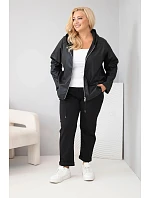 Dámská bunda Plus Size s kapucí a nastavitelným spodním lemem černá