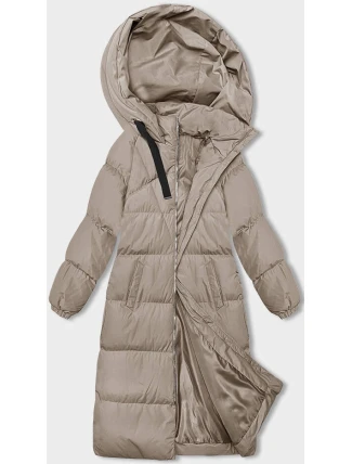 Světle béžová dlouhá hrubší dámská bunda s kapucí (5M3163-62) Světle béžová dlouhá hrubší dámská bunda s kapucí (5M3163-62)