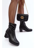 Dámské šněrované boty na podpatku černé Liriam