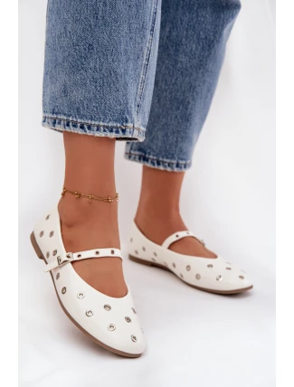 Dámské baleríny se stříbrnými prvky Marivon – bílé