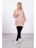 Mikina s nápisy tmavě pudrově růžová