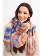 Dámský šátek z měkké a teplé vlny v barevných pruzích KN19 tmavě pudrově růžový Dámský šátek z měkké a teplé vlny v barevných pruzích KN19 tmavě pudrově růžový