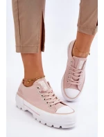 Látkové tenisky na platformě Big Star LL274151 Nude