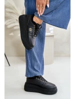 Sneakersy Sportovní Obuv Dámská Zateplená Na Masivní Podešvi Černé Verissha