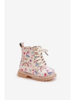 Dětské zateplené boty se zipem jednorožci béžové Tiptop