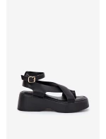 Dámské Sandály Na Platformě A Klínu Eko Kůže Černé Tenzorus