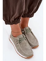 Dámské polobotky z přírodního semiše Zelená Amela