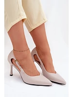 Podpatky s výřezy a zlatou sponou Vinceza 62288 Světle šedé