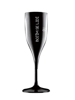 Bojím se lidí - černá nerozbitná prosecco sklenice 150 ml