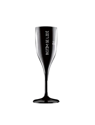 Bojím se lidí - černá nerozbitná prosecco sklenice 150 ml