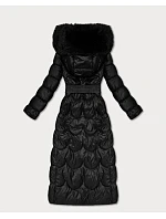 Klasický prošívaný kabát s kapucí Minority black (T3-2620#-1)