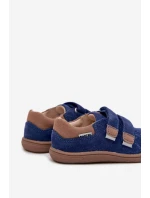 Kožené Dětské Polobotky Barefoot S Odrazkami Bartek 8600366 Tmavě Modré