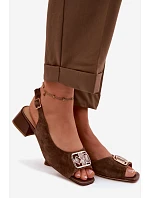 Elegantní sandály z přírodního semiše na podpatku D&A CE61-3127 Hnědé Elegantní sandály z přírodního semiše na podpatku D&A CE61-3127 Hnědé