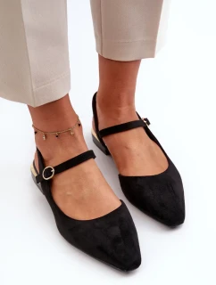 Dámské baleríny na nízkém podpatku s otevřenými podpatky Sergio Leone Black