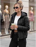 Dámská prošívaná bunda s kapucí, černá, FashionStreet TY5857 Dámská prošívaná bunda s kapucí, černá, FashionStreet TY5857