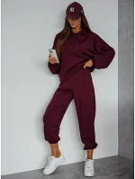 Dámská tepláková souprava s kapucí v barvě másla, bordová, FashionStreet AY1211 Dámská tepláková souprava s kapucí v barvě másla, bordová, FashionStreet AY1211
