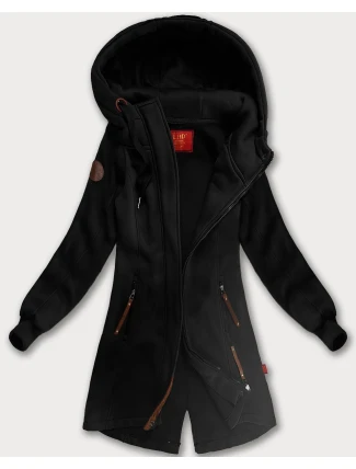 Černá dlouhá dámská mikina s kapucí (AMG-675/2)