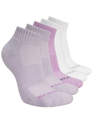 Skechers 5pk Unisex 1/2 Terry Qtr Crew S602095-501 Fialové 35–38