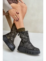 Dámské Kožené Boty Na Masivní Platformě Maciejka 06766-09 Khaki