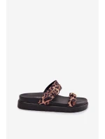 Dámské platformové sandály s pásky a zlatými sponami Leopard Rirea