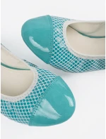 Zajímavé dámské modré  baleríny bez podpatku