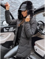 Dámská prošívaná bunda s umělou kožešinou černá FashionStreet TY3989 Dámská prošívaná bunda s umělou kožešinou černá FashionStreet TY3989