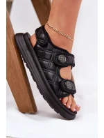 Dámské sandály s ozdobnými detaily na suchý zip černé Zoliner