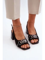 Dámské sandály na vysokém podpatku s ozdobou, černé D&A Dámské sandály na vysokém podpatku s ozdobou, černé D&A