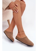 Dámské domácí pantofle z eko semiše – khaki Kalvess