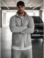 Pánská mikina na zip bez kapuce šedá BX4109 Pánská mikina na zip bez kapuce šedá BX4109