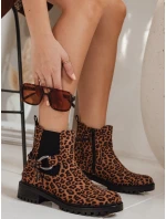 Dámské semišové kozačky s leopardím vzorem FashionStreet ZY1261