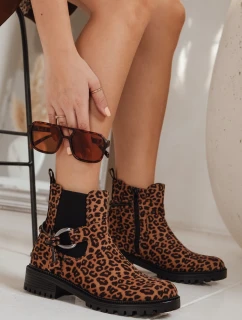 Dámské semišové kozačky s leopardím vzorem FashionStreet ZY1261