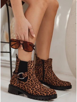 Dámské semišové kozačky s leopardím vzorem FashionStreet ZY1261
