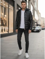 Pánská zimní prošívaná kožená bunda černá FashionStreet TX5116