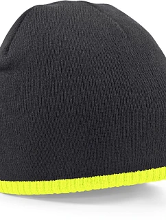 Beechfield B 44C 2-barevná pletená čepice 53.044C black/fluorescent yellow