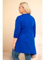 Dámská suknička Plus Size z viskózy s volným střihem a dlouhým rukávem chabrová