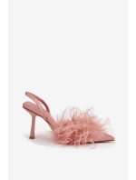 Lodičky s peřím a odhaleným patou růžové Belice Lodičky s peřím a odhaleným patou růžové Belice