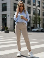 Dámské džíny mom fit s vysokým pasem béžové FashionStreet UY2872