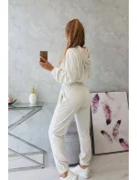 Velurová souprava s kapucí ecru Velurová souprava s kapucí ecru