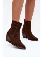 Dámské semišové “kovbojky” na sloupku – čokoládové Dylira