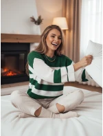 AMELIA dámský zeleno-bílý svetr FashionStreet MY1852